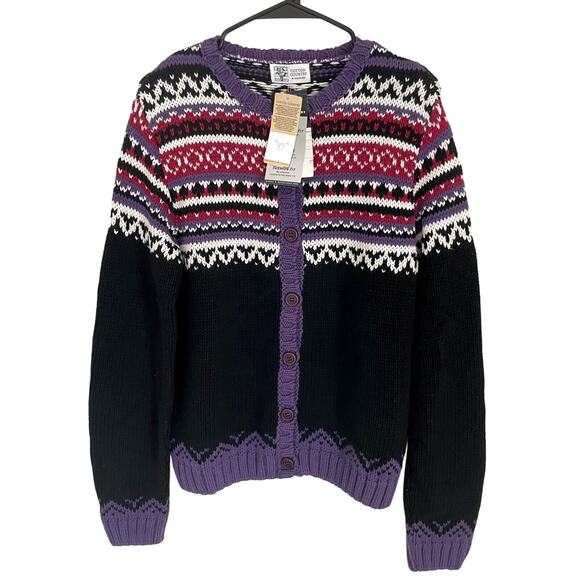 NWT Cotton Country Fair Isle Sweater Women’s M Knit Cardigan Cottagecore Nordic - Picture 1 of 7